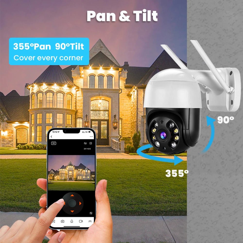 4K 8MP PTZ Wifi IP Camera Outdoor 4X Digital Zoom AI Human Detect Wireless Camera H.265 - ACCMAG