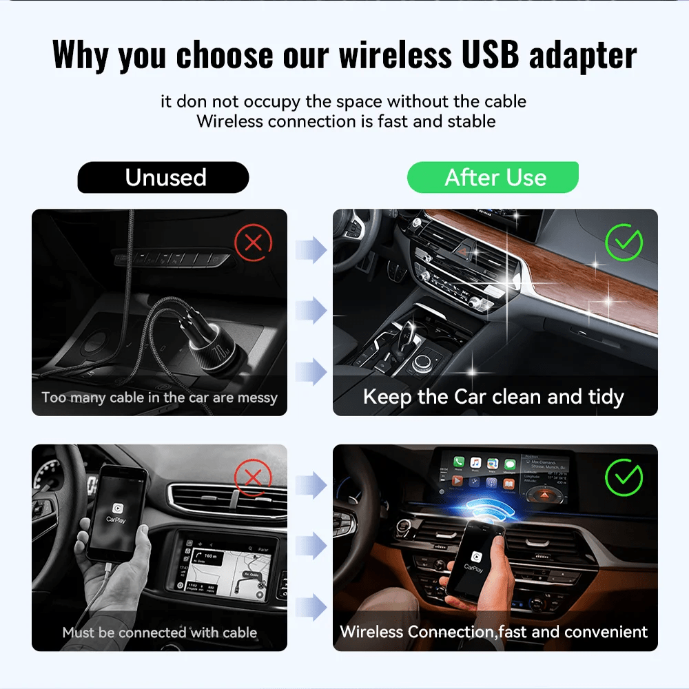 Wireless CarPlay Android Auto Wireless Adapter Smart Mini Box Plug And Play WiFi Fast Connect Universal - ACCMAG